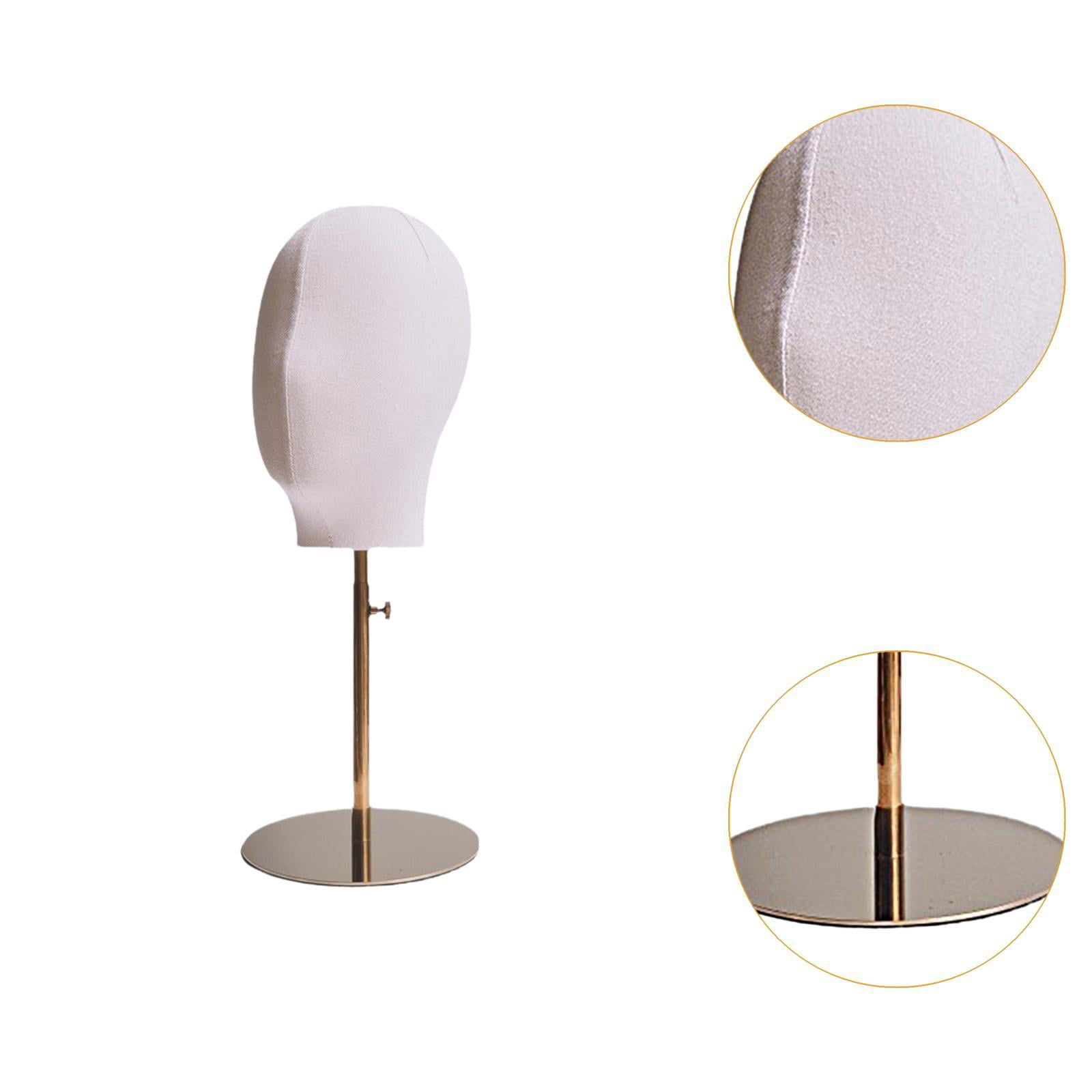 FITYLE Canvas Block Head and Hats Display Stand Multipurpose Manikin Cloth Head Table Training Head for Cap Hat Beginner Stylist Gold