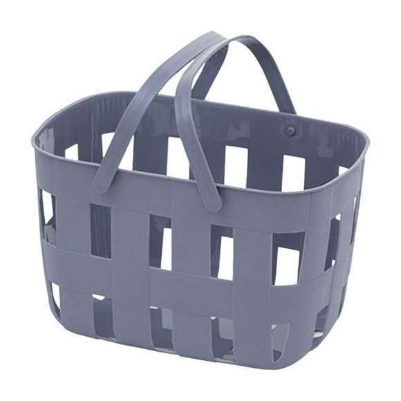 Blue Plastic Handheld Bath Shower Basket Storage Organizer With Drain Holes Bathroom Carry Caddy 11X7.5X7 Inch Blue