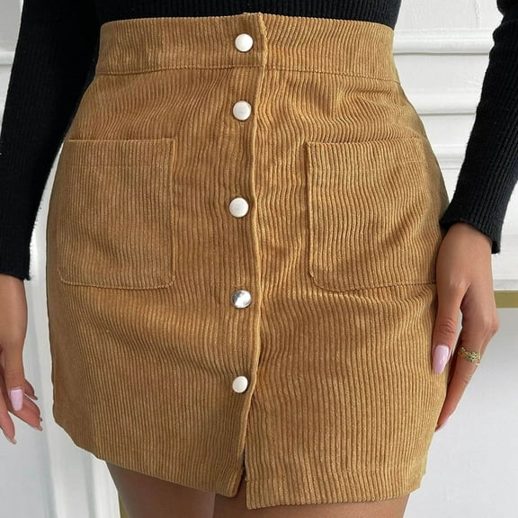Women's Short Skirt Solid High Waist Zipper Autumn Winter Skirt Corduroy Wrap Slim Fit Solid Skirt Skirt Table Fringe Side Skirt Pencil Skirt Long Denim Skirt Long Jean Skirt Skirt with Suspenders Bed