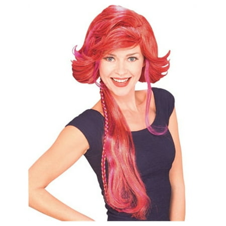 Adult Womens Red Funky Pirate Costume Flip Wig