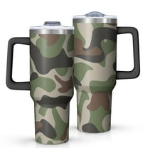 Camouflage 40oz Tumbler– Stainless Steel Insulated Tumbler with Handle and Straw, Large Capacity Travel Cup for Hot & Cold Drinks