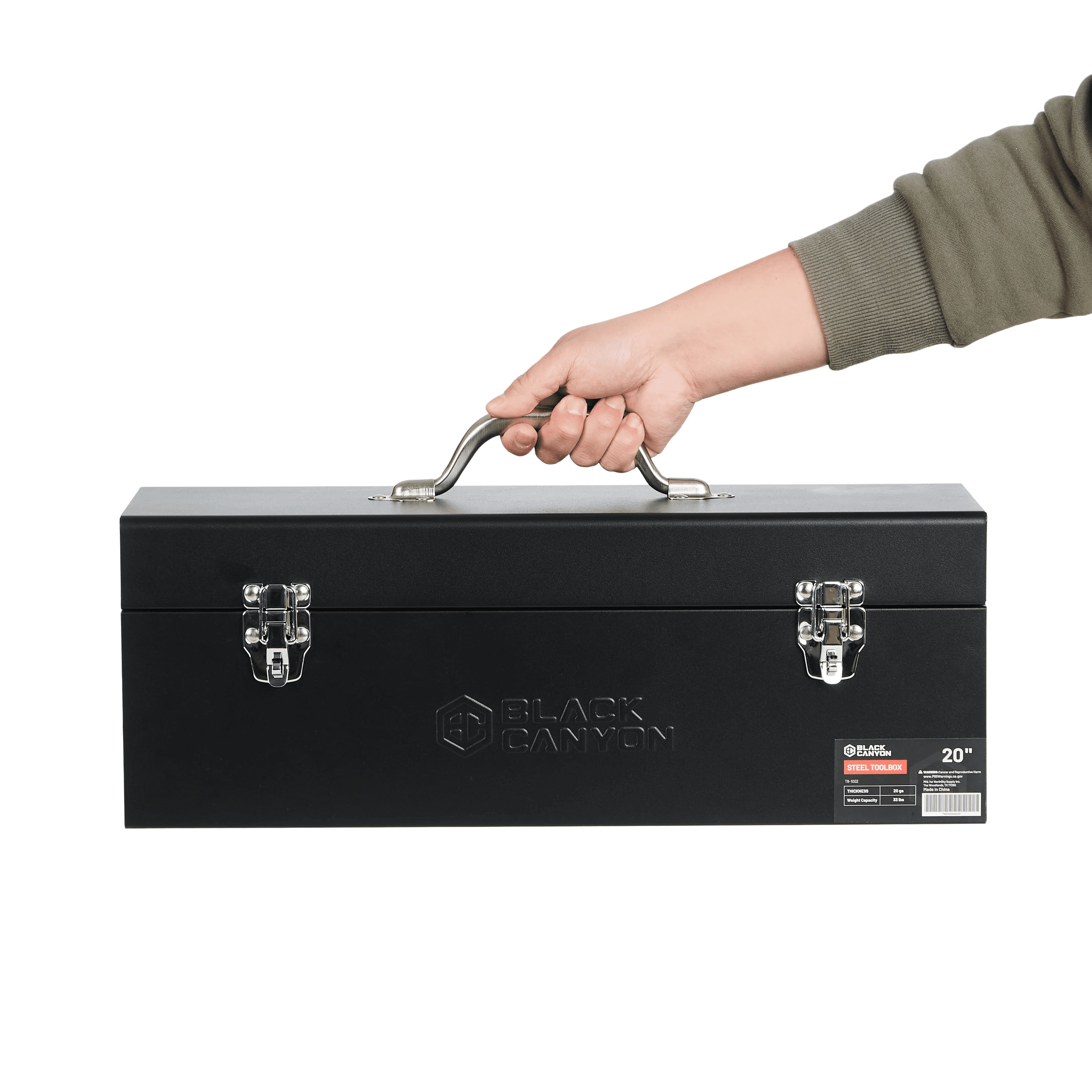 NorthSky 20" Steel Tool Box, Heavy Duty Carbon Steel, Portable Toolbox with Lockable Handle, 4 Anti-Slip Pads, for Trailer, Garage, Mechanic