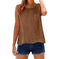 thumbnail image 6 of TODOZO Tank Tops for Women Athletic Shirts Sleeveless Blouse Work Shirts Going Out Tops Casual Summer Gauze Shirt Tunic Top Boho Tops for Women Beach Vacation Clothes Crew Neck Tops Coffee S, 6 of 9