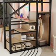 thumbnail image 5 of Mirightone Full Size Loft Bed with Stairs, Metal Loft Bed Frame with Storage,Under-Bed Desk, Wardrobe Heavy-Duty Gaming loft bed with built-in Light & Charging Station for Adults, Teens, 5 of 9