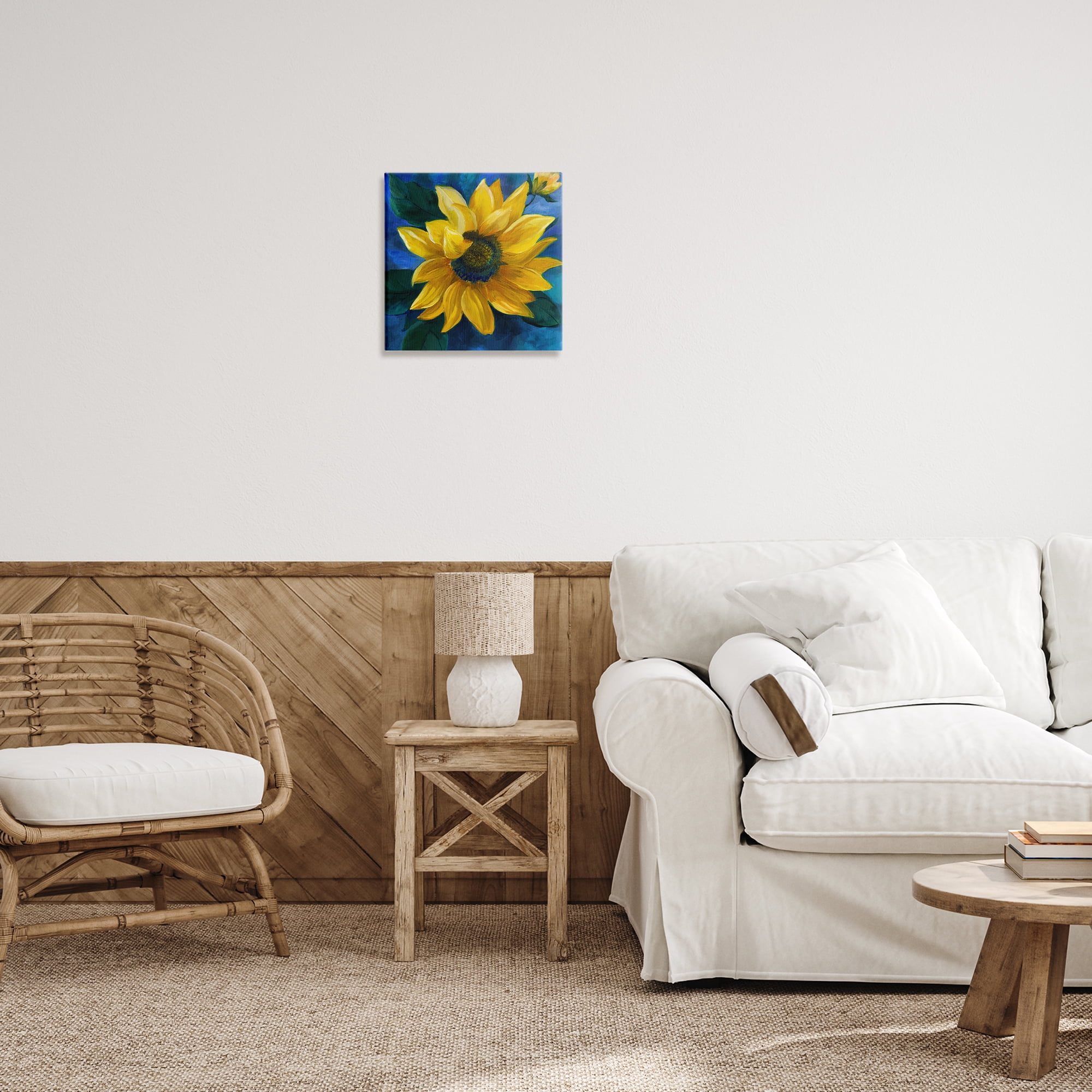 Stupell Industries Sunflower Curling Petals Plants & Flowers Painting Wrapped Canvas Art Print Wall Art, 17 x 17