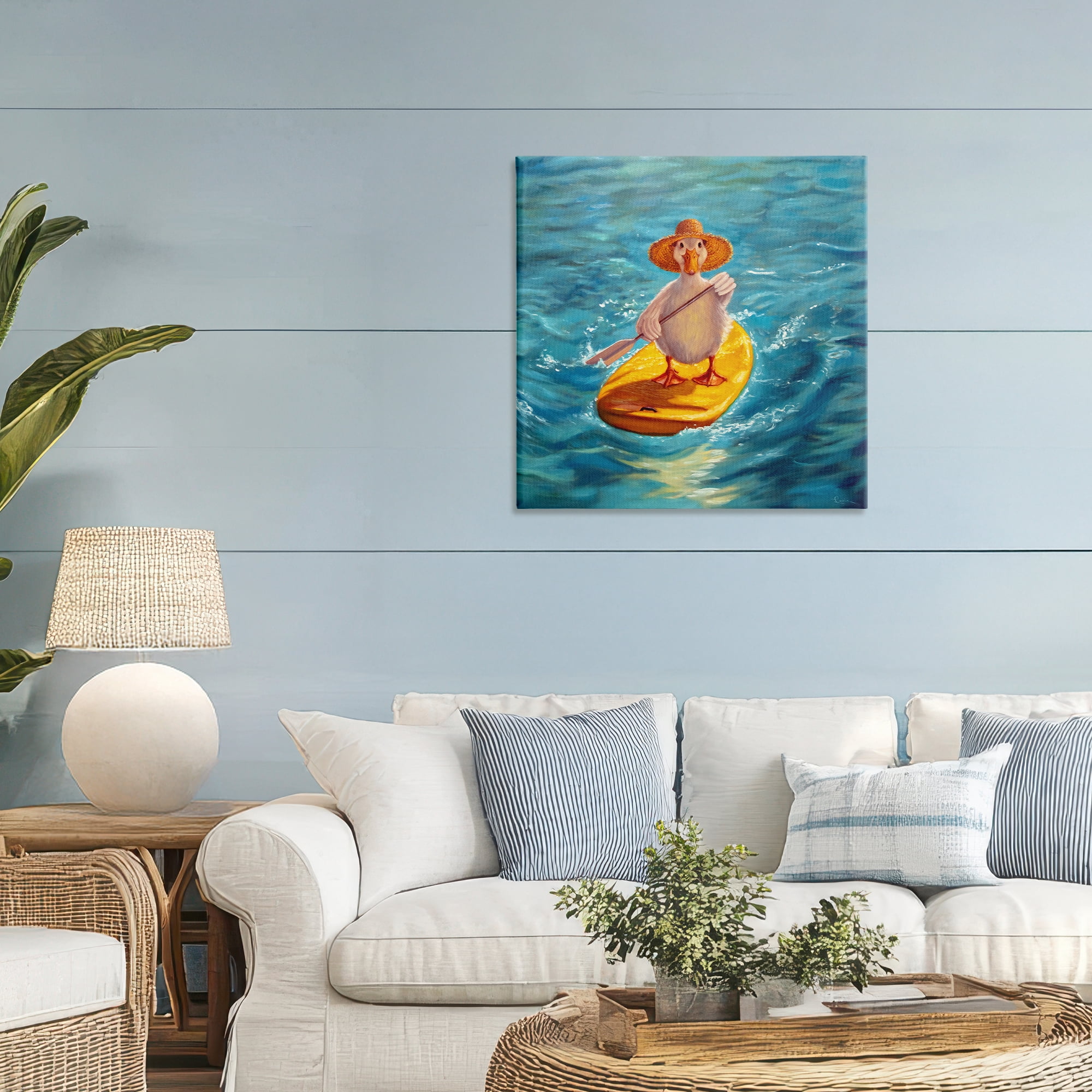 Stupell Industries The Paddler Duck with Straw Hat Canvas Wall Art, design by Lucia Heffernan