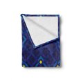 thumbnail image 2 of Navy Soft Flannel Fleece Throw Blanket, Abstract Shabby Form with Geometric Inner Squares with Colors Pattern, Cozy Plush for Indoor and Outdoor Use, 50" x 70", Indigo Coral Yellow, by Ambesonne, 2 of 6