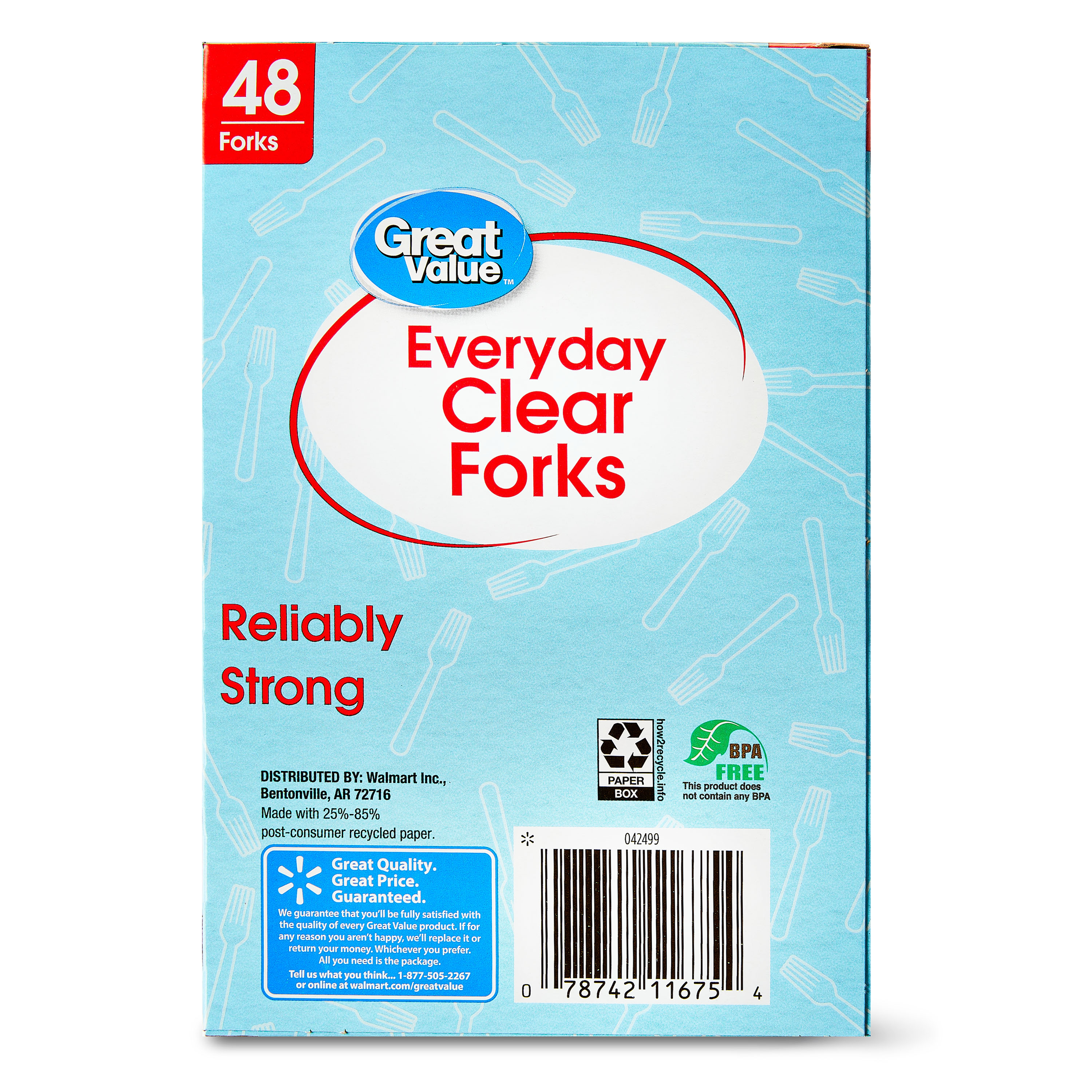 Great Value Premium Clear Disposable Plastic Forks, Clear, 48 Count - image 5 of 7