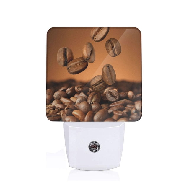 Balery Coffee Beans Luz Nocturna LED con Sensor Automático, Enchufe con Sensor Crepuscular, Luz Suave de 0.5W para Dormitorio, Pasillo, Baño-UK