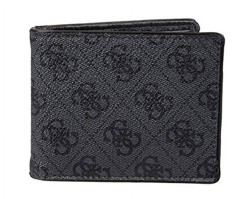 GetUSCart- Guess Men's Leather Slim Bifold Wallet, Charcoal/Black