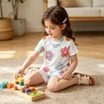 thumbnail image 7 of oelaio Girls Summer Outfits Cute Flower Printed 2 Piece Clothes Short Sleeve T-Shirts and Elastic Waist Shorts Kids Casual Lounge Pajama Sets White 2 Years, 7 of 7