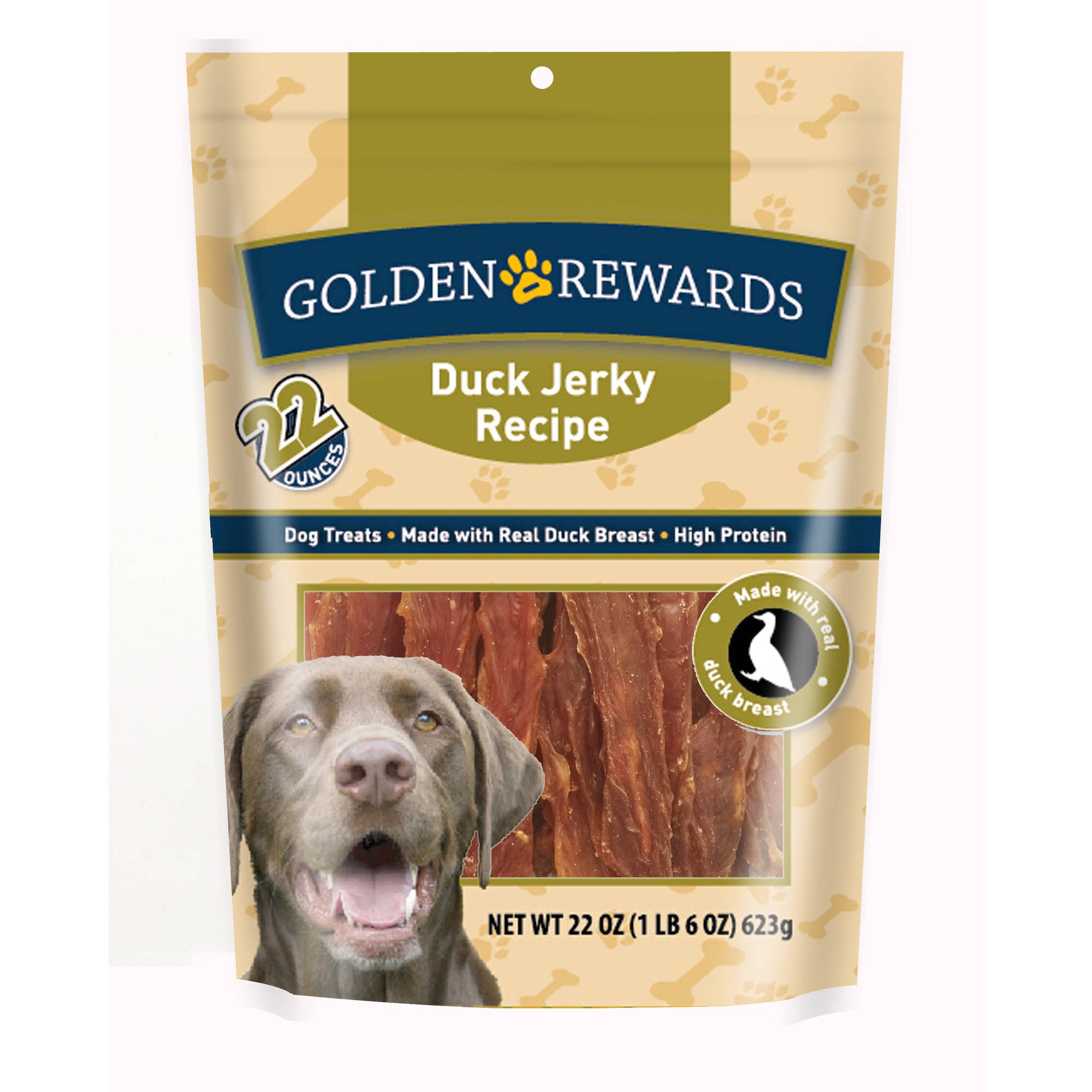 Golden Rewards Duck Jerky Recipe Dried Dog Treats, 22 Oz.