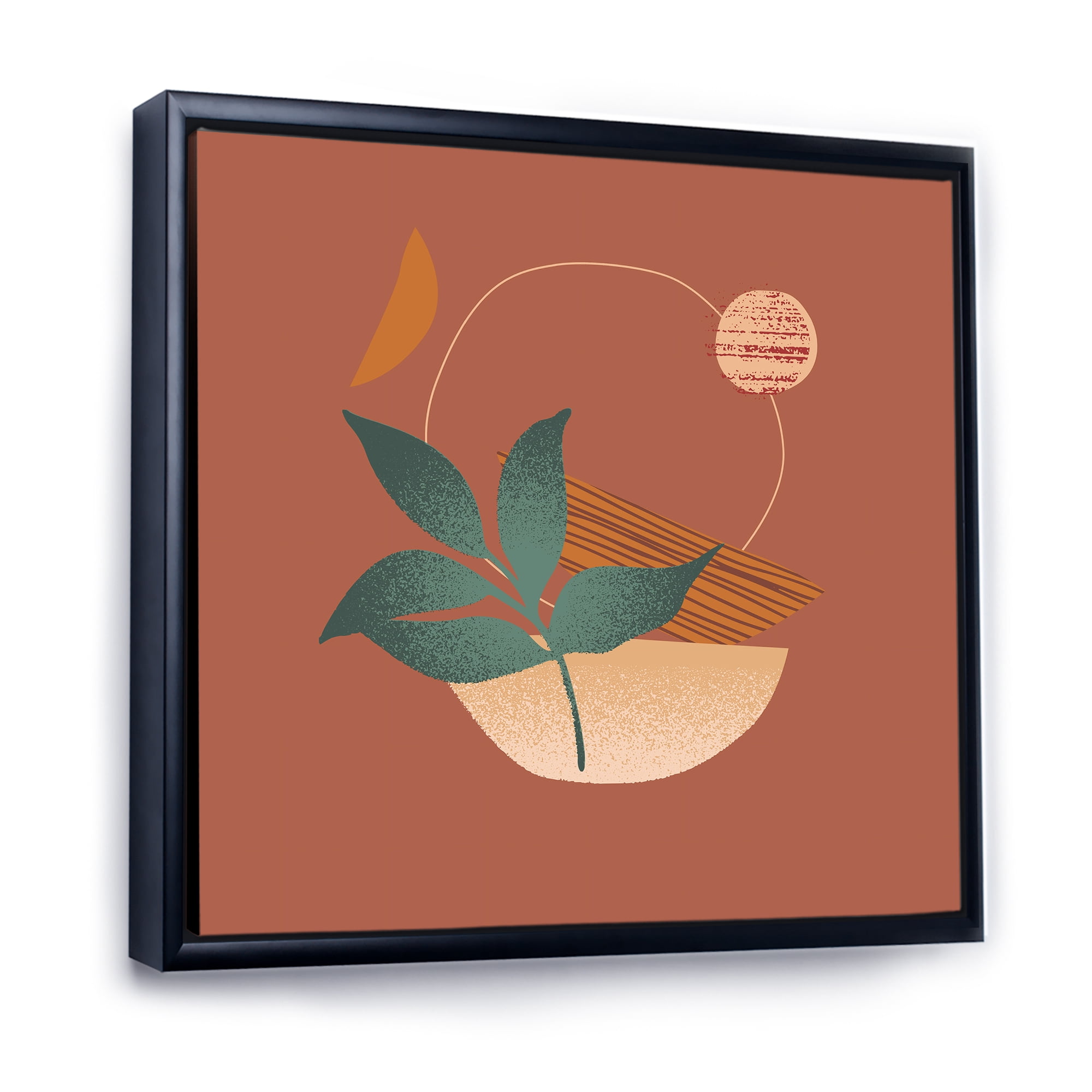 Designart 'Shapes and Tropical Leaf Silhouettes III' Modern Framed Canvas Wall Art Print
