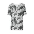 thumbnail image 3 of Tmtolofot Women's Summer Retro Casual Floral Print Button Down V-Neck Short Sleeve Tunic Shirts Women Casual Loose Blouse Vintage Print Top 2#Black Large, 3 of 4