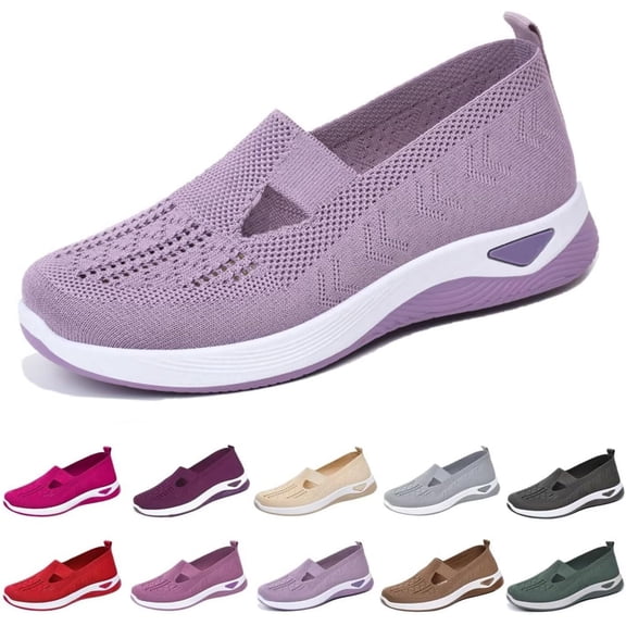 Orthopedic Walking Shoes for Women,2026 New Orthowalkway Womens Shoes,Woven Orthopedic Breathable Walking Sneaker Non-Slip Arch Support Slip on Shoes