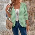 thumbnail image 6 of Women's Cardigan Jacket Baeitkot Women's Casual Striped Long-Sleeve Cardigan Jacket Green S, 6 of 7