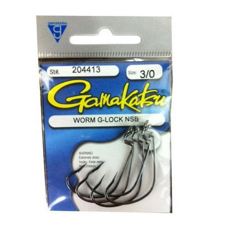 Gamakatsu Worm G-Lock Black Size 3/0 6pk
