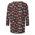 thumbnail image 4 of Edvintorg Womens Shirts Casual Hearts Print 3/4 Sleeve Tops Summer Crew Neck Pullover Tees Oversized Tshirts for Women, 4 of 5