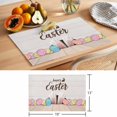 thumbnail image 6 of Happy Easter Placemats Set of 4 Colorful Spring Eggs Beige Wooden Place Mats Indoor Wipeable Table Mats Washable Cloth Dining Table Placemats for Kitchen Holiday Party Home Decor 13x19 Inch, 6 of 9