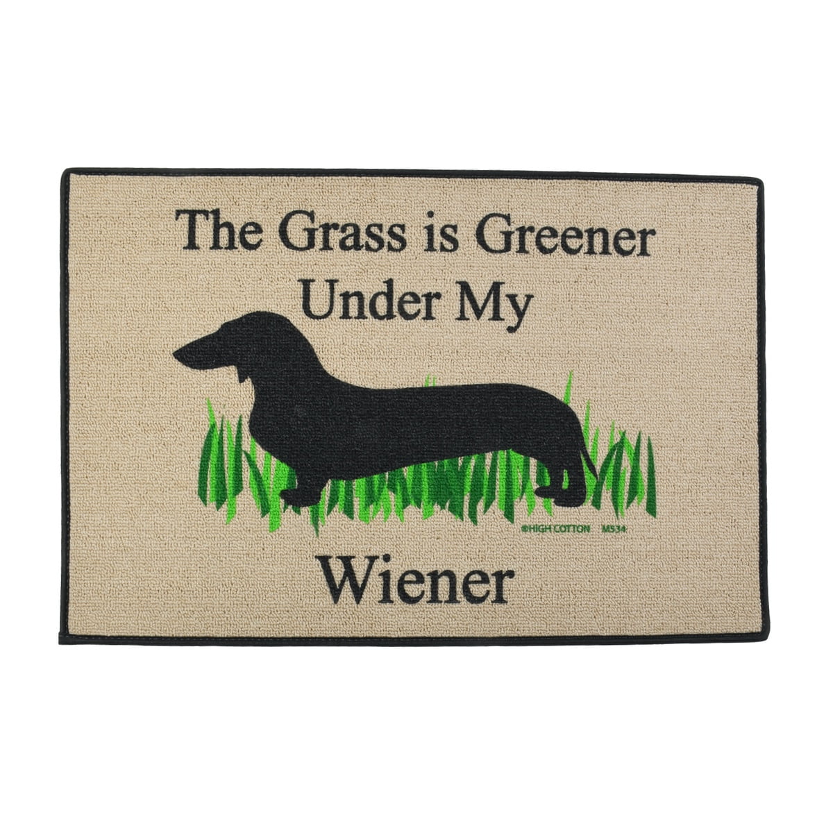 Funny Grass Greener Wiener Dog Dachshund Tan Doormat Entry