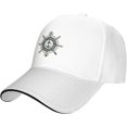 Badge with Ship's Wheel and Anchor Rope Baseball Cap Sandwich Brim Hats