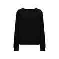 thumbnail image 4 of Htigea Womens Crewneck Sweatshirts Casual Long Sleeve Pullover Loose Tunic Tops Solid Color Fall Base Layer Shirts Black S, 4 of 6