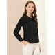 thumbnail image 4 of Blusa de cuello Peter Pan de manga larga con botones suizos para mujer Negro L, 4 of 6