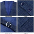 thumbnail image 6 of HISDERN Plaid Suit Vests for Men Formal Dress Vest Business Navy Blue Slim Fit Waistcoat for Wedding, 6 of 9