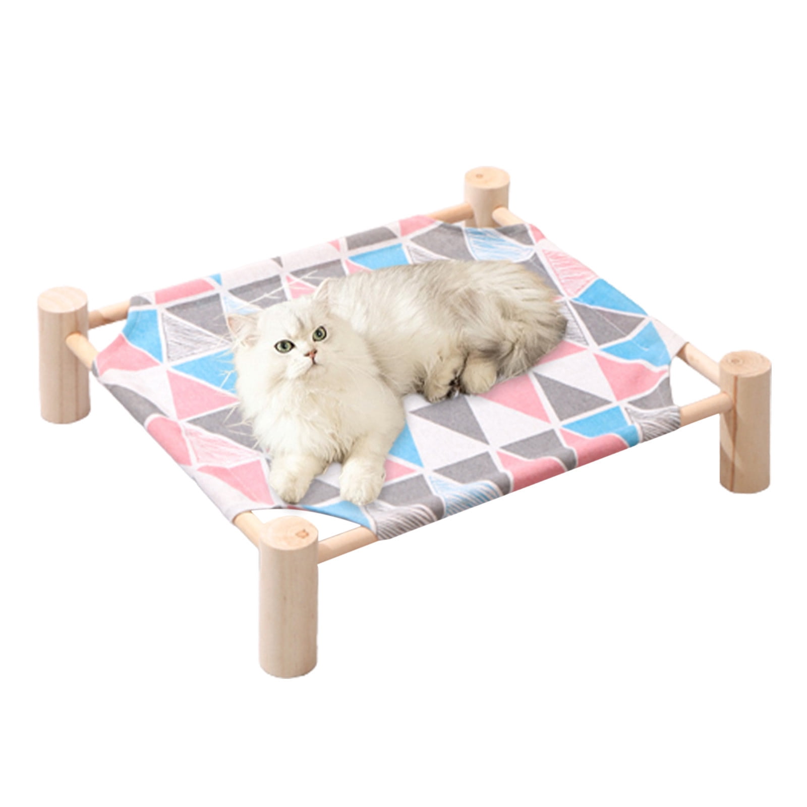 Wooden Elevated Pet Suspended Bed, Detachable Portable Cooling Bed for Indoor Outdoor Cats Small Dogs, 20.86x18.89 inch