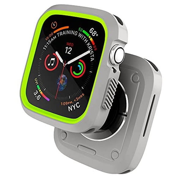 Compatible with Apple Watch 40mm Case, Sport Protective Case for iWatch Women Men Kids GPS iWatch Series 6/5/4/SE, Grey, Neon Green