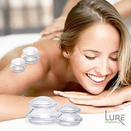 LURE Essentials Edge Cupping Set – Ultra Clear Silicone Cupping Therapy Set  for Cellulite Reduction and Myofascial Release - Massage Therapists and