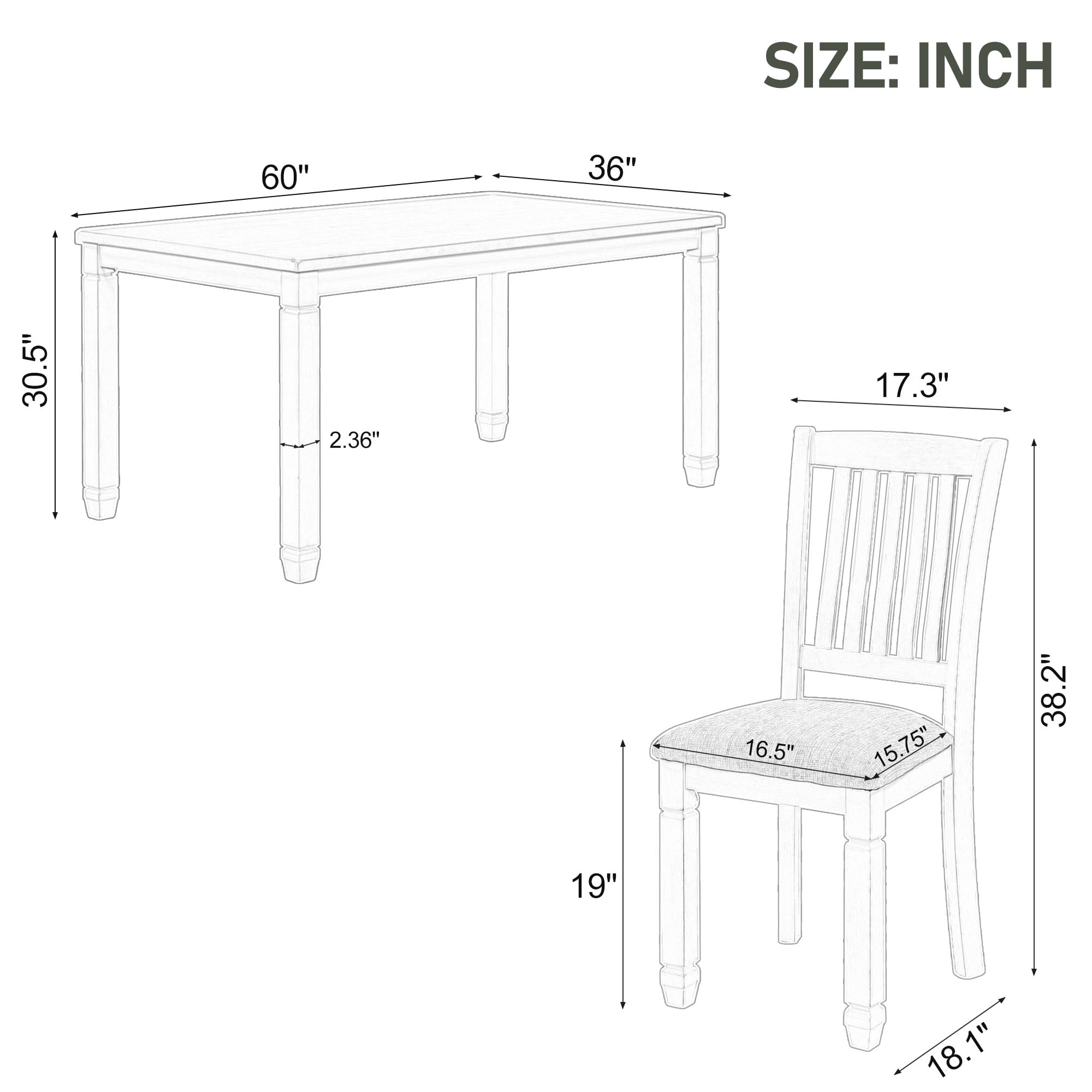 Harper & Bright Designs 7-Piece Dining Table Set Wood Dining Table and 6 Upholstered Chairs with Shaped Legs for Dining Room/Living Room Furniture (Gray+White)
