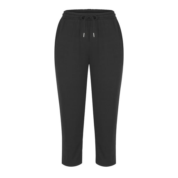 3 Pack Women's Capri Sweatpants, Cozy Wide Legs Cropped Capri with Pockets,  Lounge Jogger Pants Workout Yoga Capris