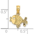 thumbnail image 3 of 14K Yellow Gold Flat Engraved Playful Fish Charm (8.4 X 11.7) Made In United States k7399, 3 of 5