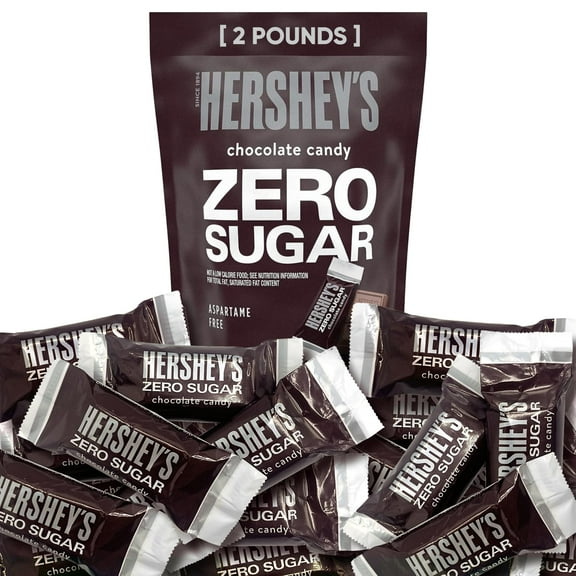 Hershys Zero Sugar Snacks Pack Miniatures Chocolate Candy Bar - 2 Pounds Approx 100 Pieces Individually Wrapped Candy - Candy Bulk Chocolate Candy - Hershys Miniatures Chocolate Zero Sugar - Candy & C
