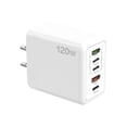 thumbnail image 1 of Adaptador de Alimentación Usb, Cargador de Carga Rápida de 120W Tipo C Pd, 5 Puertos, Enchufe de Pared Estándar de Ee.Uu., Cargador de Teléfono de Ladrillo de Potencia Android, 1 of 6