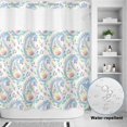 thumbnail image 2 of No Hook Shower Curtain, Paisley Flower Shower Curtains for Bathroom with See Through Top Window, Spring Watercolor Floral Leaf Plant Blue Waterproof & Washable Bath Curtain Standard 72"x72", 2 of 9