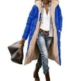 thumbnail image 4 of Dwralegc Womens Long Puffer Jacket Parka Sherpa Lined Jackets Long Reversible Padded Down Overcoats Shearling Down Jacket Puffer Outerwear with Hood Oversized Coats Blue XL, 4 of 4