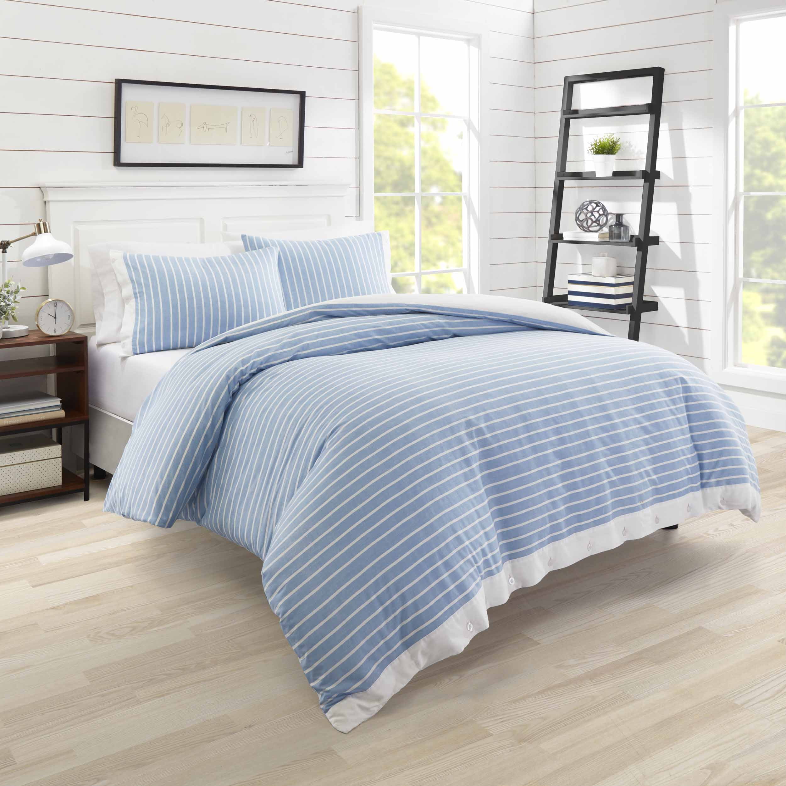 Poppy & Fritz Lexington Stripe Blue Full/Queen Duvet Cover Set