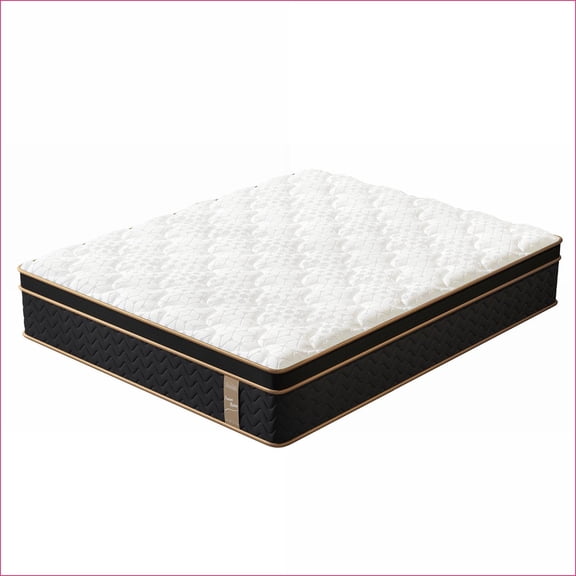 Mattresses 10" Queen Plush Hybrid with Gel Memory Foam & Encased Coils, Fiberglass-Free, CertiPUR-US | White Black | Polyester