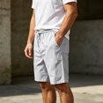 thumbnail image 4 of Men's Summer Beach Shorts Cotton Linen Elastic Waist Casual Shorts Relaxed Fit Lounge Shorts, 4 of 5