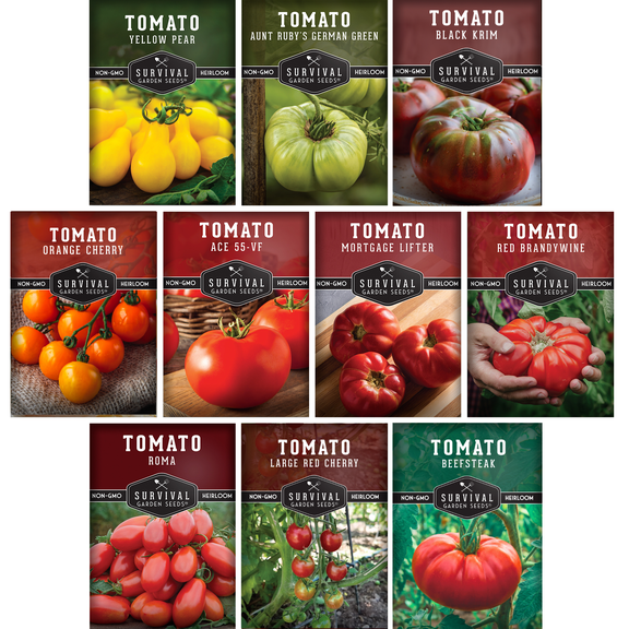 Tomato Seeds 10 Variety Pack - Colorful Heirloom Full Sun Annual Vegetable
