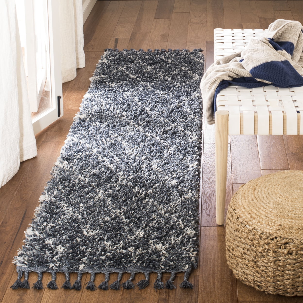 SAFAVIEH Pro Lux Shag Collection PLX433L Blue / Creme Rug