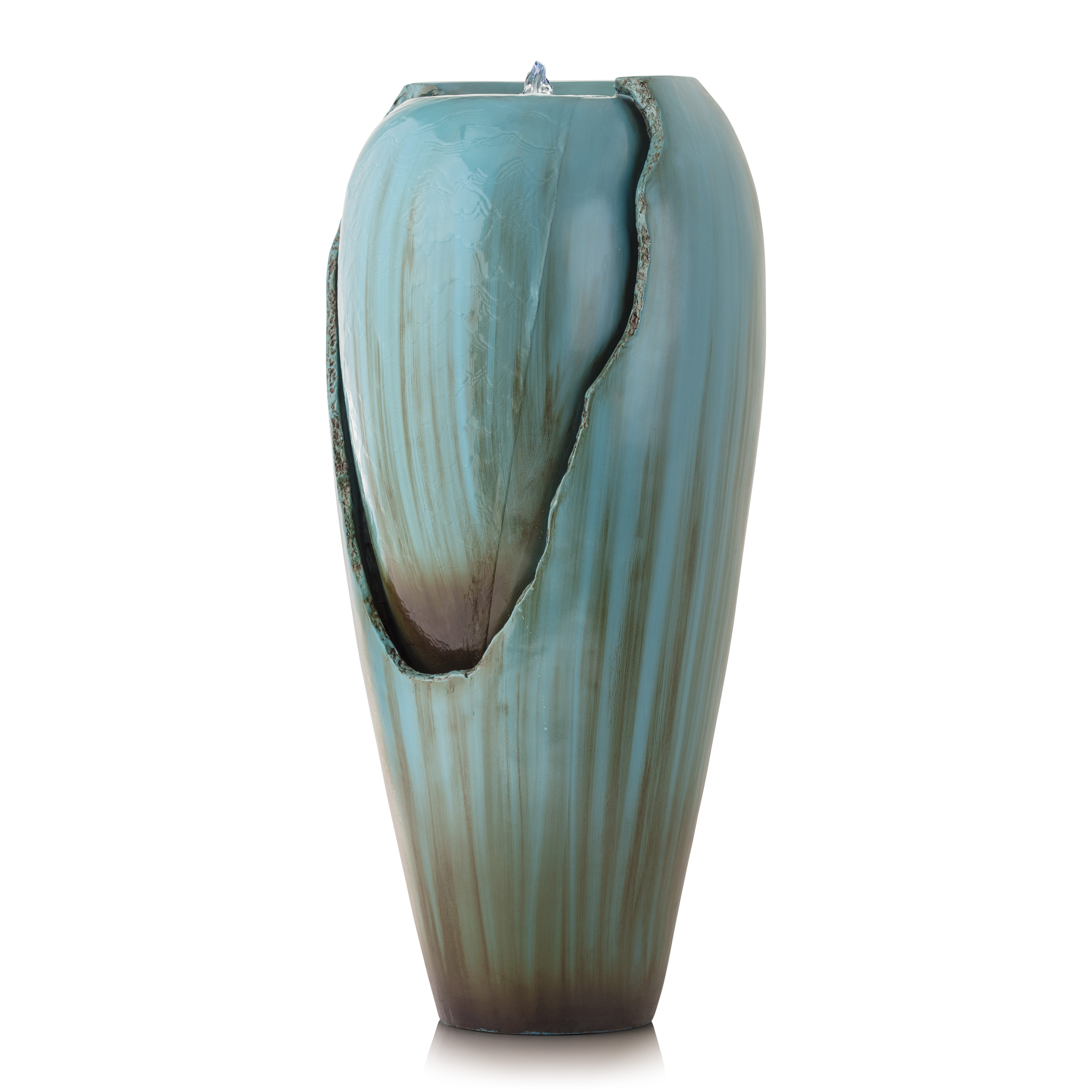 Alpine Corporation - 33" Tall Outdoor Antique Jar Water Fountain with LED Lights, Vintage Light Waterfall – Relaxing Garden Fountain for Patio, Deck, or Yard (Turquoise)