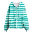 thumbnail image 5 of larppty Women's Striped Full Zip Hoodies Oversized Sweatshirts Long Sleeve Trendy Fall Fashion Hoodies Jacket Tops with Pocket (Mint Green, 3XL), 5 of 9
