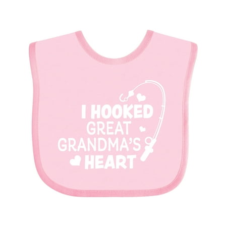 

Inktastic I Hooked Great Grandma s Heart with Fishing Rod Gift Baby Boy or Baby Girl Bib