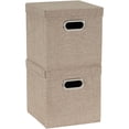 thumbnail image 1 of 802-1 Essentiels Ménagers Ensemble de Rangement Café Cube avec Couvercles et Poignées 2 Pack, Lin Brun, 1 of 5