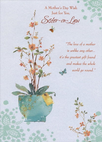 Mothers Day Greetings For Sister Designer Greetings Wildflowers In Blue Pot: Sister-In-Law Mother's Day Card  - Walmart.com