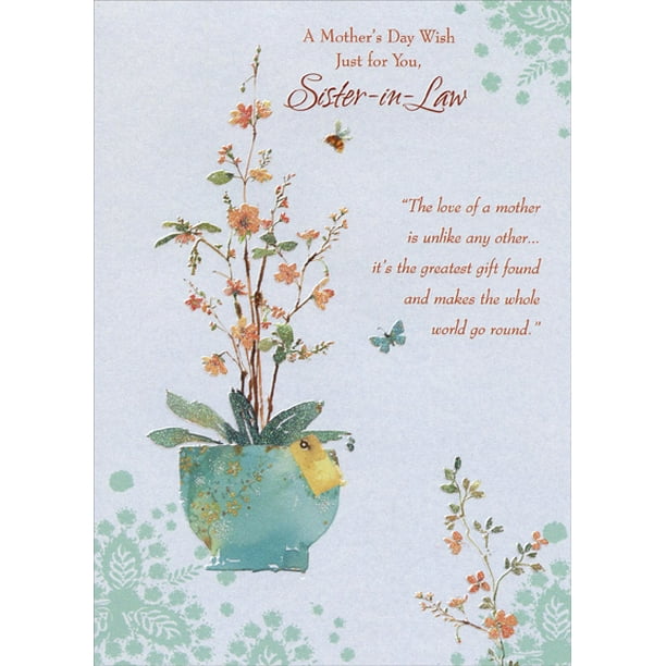Mothers Day Message To Sister Designer Greetings Wildflowers In Blue Pot: Sister-In-Law Mother's Day Card  - Walmart.com