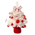 thumbnail image 2 of VBXOAE 50cm Red & White Rotating Octave Music Box Desktop Mini Christmas Tree with LED Lights-Pre-Decorated with Bows,Balls,and Snowflakes,PVC Material,Metal Frame,Cement Base,Ideal for Tabletop Decor, 2 of 7